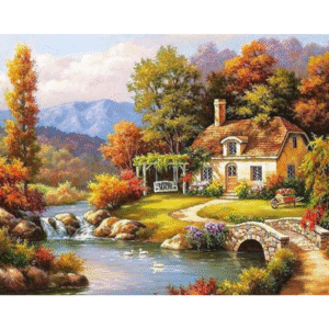 Scenery Drawing Acrylic Paint Oil, Painting By Numbers On Canvas